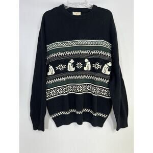 Men’s Fair Isle Nordic Cotton Pullover Sweater Holiday Bears Docker’s Sz XL